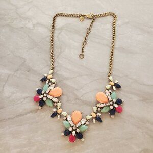 ✨ J.Crew Rhinestone Crystals Cluster Stacked Colorful Statement Necklace ✨